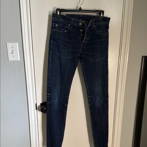 J. Crew Blue Skinny Jeans with Tapered Leg and Subtle Fading